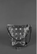 Фото Кожаная плетеная женская сумка Пазл M черная Krast